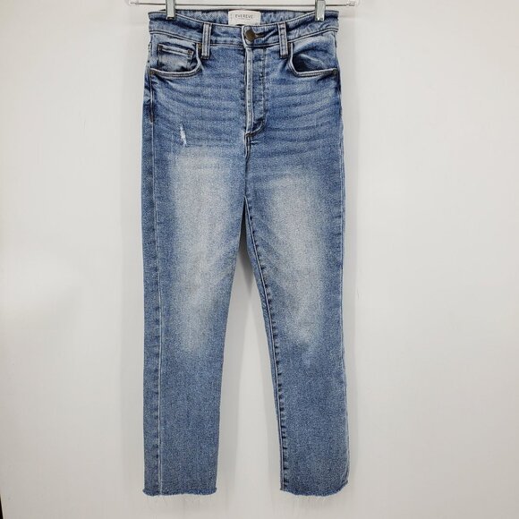 Evereve The Ever Fit High Rise Straight Women's Button Fly Denim Jeans Size 25 - Picture 1 of 11